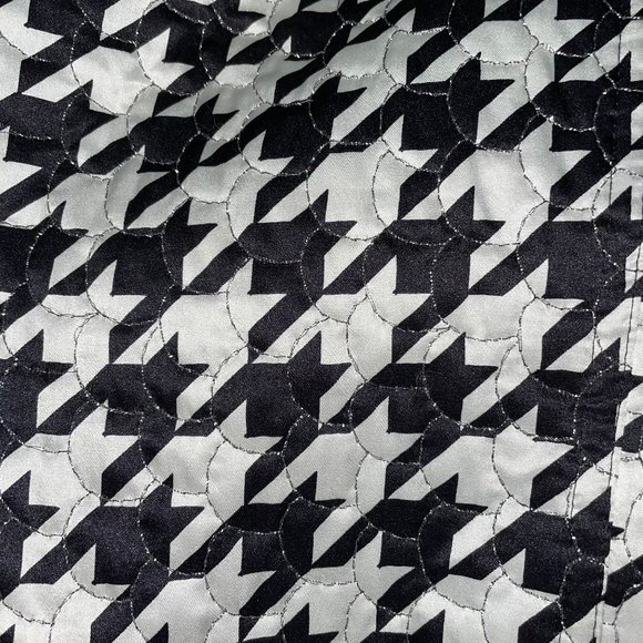 New Escada Large Houndstooth Print Silk Blend Jacket Ger 36 Leather Pockets - Picture 13 of 13